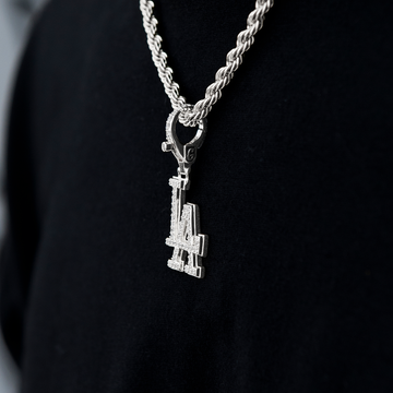 Los Angeles Dodgers Official MLB Micro Logo Clip On Pendant in White Gold