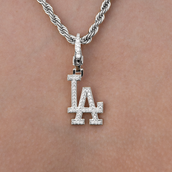 Los Angeles Dodgers Official MLB Micro Logo Clip On Charm Pendant in White Gold
