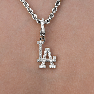 Los Angeles Dodgers Official MLB Micro Logo Clip On Charm Pendant in White Gold