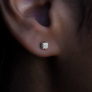 3MM Pave Round Moissanite Stud Earrings in White Gold Vermeil