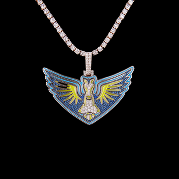 Colgante con el logotipo oficial de la WNBA de las Dallas Wings en oro blanco