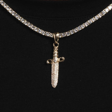 Colgante Cuchillo de Oro Macizo Helado-Diamantes VS
