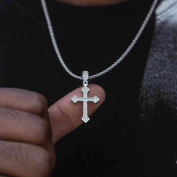 10k Solid Gold Micro Celtic Cross V.2 in White Gold - The GLD Shop