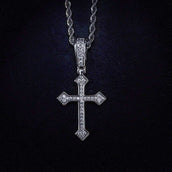 Solid Gold Iced Celtic Cross in White Gold Pendant-VS Diamonds