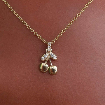 10k Solid Gold Micro Cherry Pendant - The GLD Shop