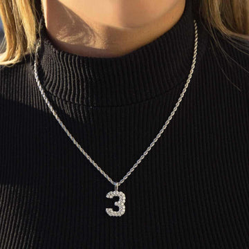 10k Solid Gold Number Pendants in White Gold - The GLD Shop