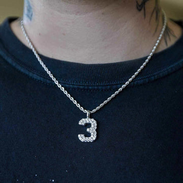 10k Solid Gold Number Pendants in White Gold - The GLD Shop