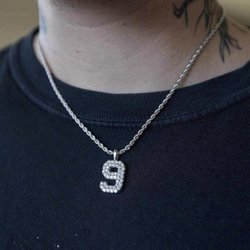 10k Solid Gold Number Pendants in White Gold - The GLD Shop