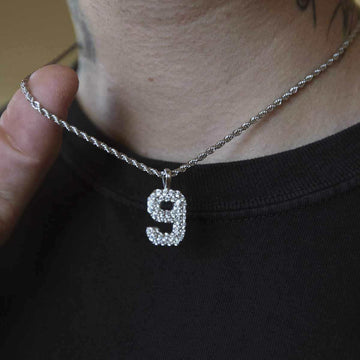 10k Solid Gold Number Pendants in White Gold - The GLD Shop