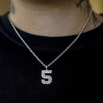 10k Solid Gold Number Pendants in White Gold - The GLD Shop