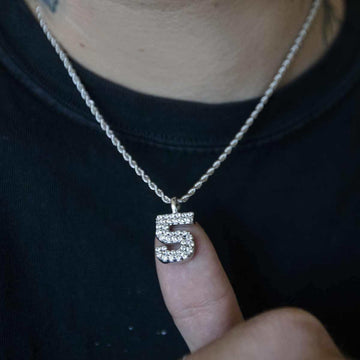 10k Solid Gold Number Pendants in White Gold - The GLD Shop