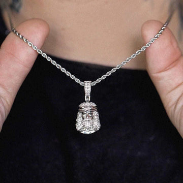 10k Solid White Gold Iced Jesus Pendant - The GLD Shop