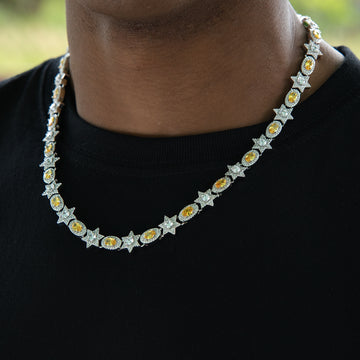 Cadena ovalada Canary con diamantes en oro blanco - 12MM