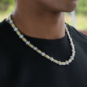 Cadena ovalada Canary con diamantes en oro blanco - 12MM