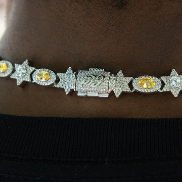 Cadena ovalada Canary con diamantes en oro blanco - 12MM