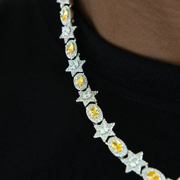 Cadena ovalada Canary con diamantes en oro blanco - 12MM