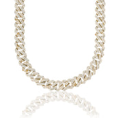 Cadena Cubana de Moissanita y Diamantes para Hombre en Oro Amarillo Vermeil - 12mm