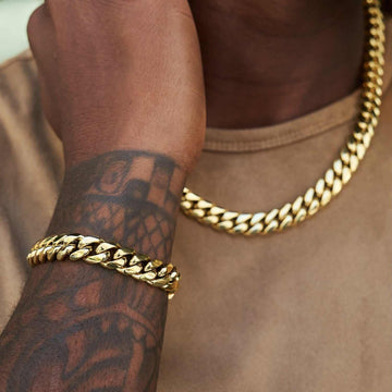 Pulsera de eslabones cubanos Signature en oro amarillo - 12mm