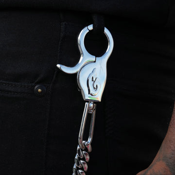 12MM Miami Cuban w/ 65MM Carabiner Pant Chain in White Gold