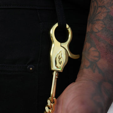 12MM Miami Cuban w/ 65MM Carabiner Pant Chain in Yellow Gold