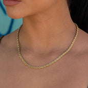 Collar de cadena tipo cuerda en oro amarillo - 4mm