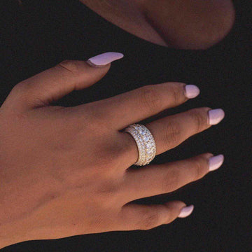 14k Solid Gold 5 Layer Diamond Band Ring - The GLD Shop
