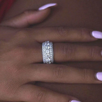 14k Solid Gold White Gold 5 Layer Diamond Band Ring - The GLD Shop