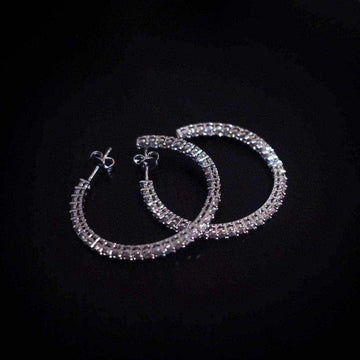 14k Solid White Gold Small Eternity Hoop Earrings in White Gold - The GLD Shop