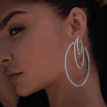 14k Solid White Gold Small Eternity Hoop Earrings in White Gold - The GLD Shop