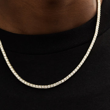 Cadena de tenis de diamantes en oro amarillo - 3 mm