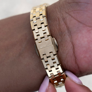 Reloj Mini Visionary de acero inoxidable de 25 mm con correa - Dorado - Esfera negra