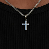 Micro Simple Cross Pendant in Black