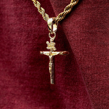 Rope Chain + Crucifix Pendant Bundle in Yellow Gold - 4mm