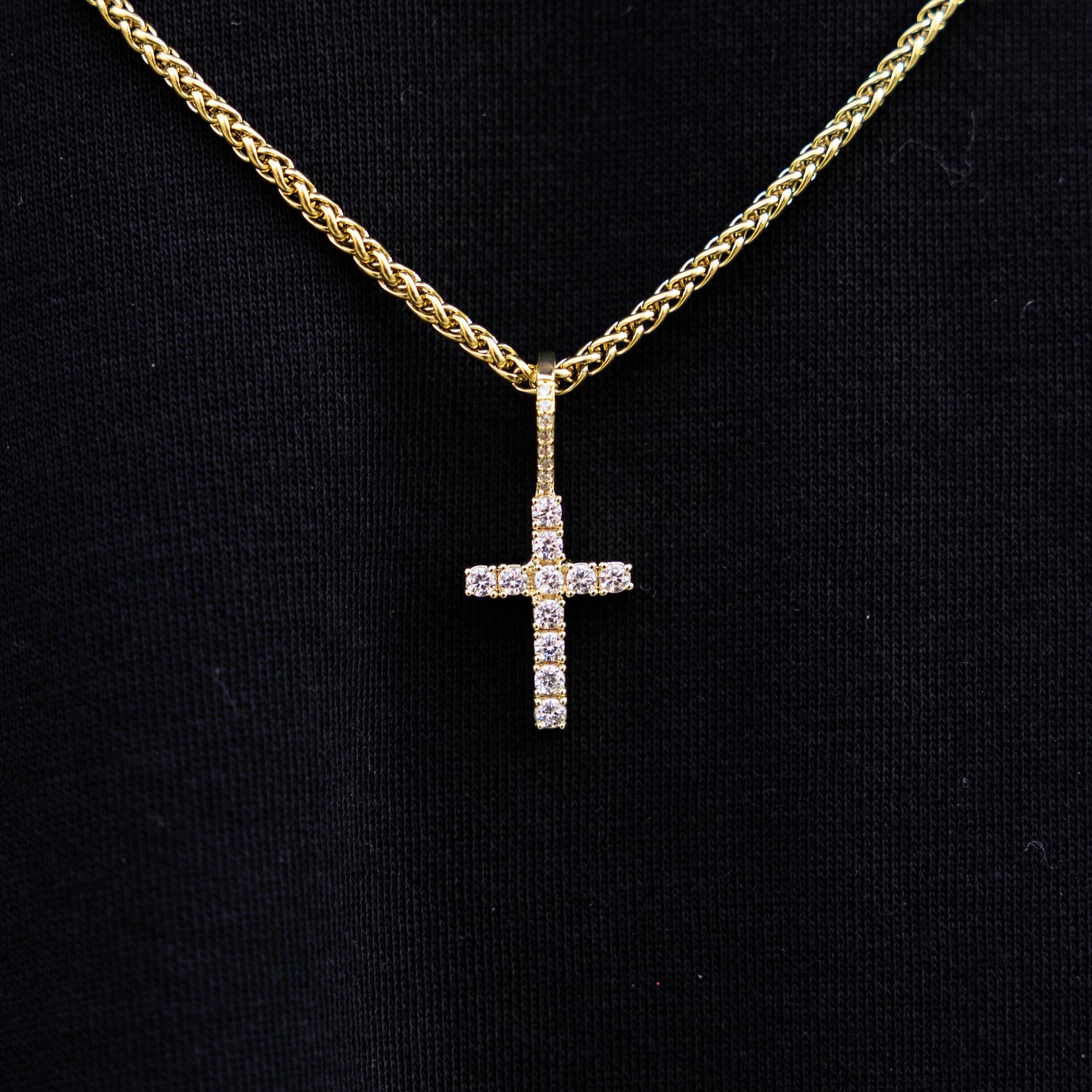 Micro Diamond Cross + Palm Chain Set The GLD Shop