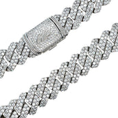 Cadena cubana de eslabones con diamantes engastados de 19 mm