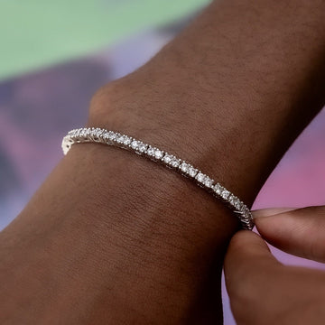Women's Moissanite Diamond Tennis Bracelet in White Gold Vermeil - 2mm