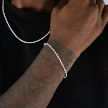 Round Cut Tennis Bracelet in White Gold- 2mm