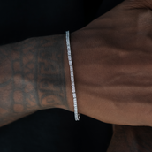 Men's Moissanite Diamond Tennis Bracelet in White Gold Vermeil - 2mm