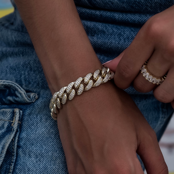 Diamond Cuban Link Bracelet in Yellow Gold- 12mm