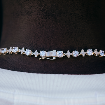 Round Stone Star Tennis Chain in Yellow Gold - 8mm