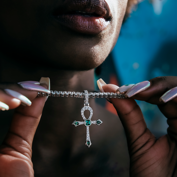 Emerald Stone Ankh Cross