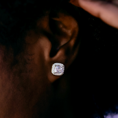 GLD Cushion Cut Earrings in Yellow Gold
