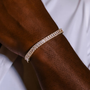 Pulsera de tenis con baguette de diamantes en oro amarillo - 6mm