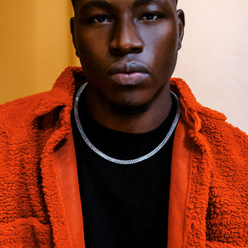 Cadena tenis de diamantes talla baguette en oro blanco - 6mm