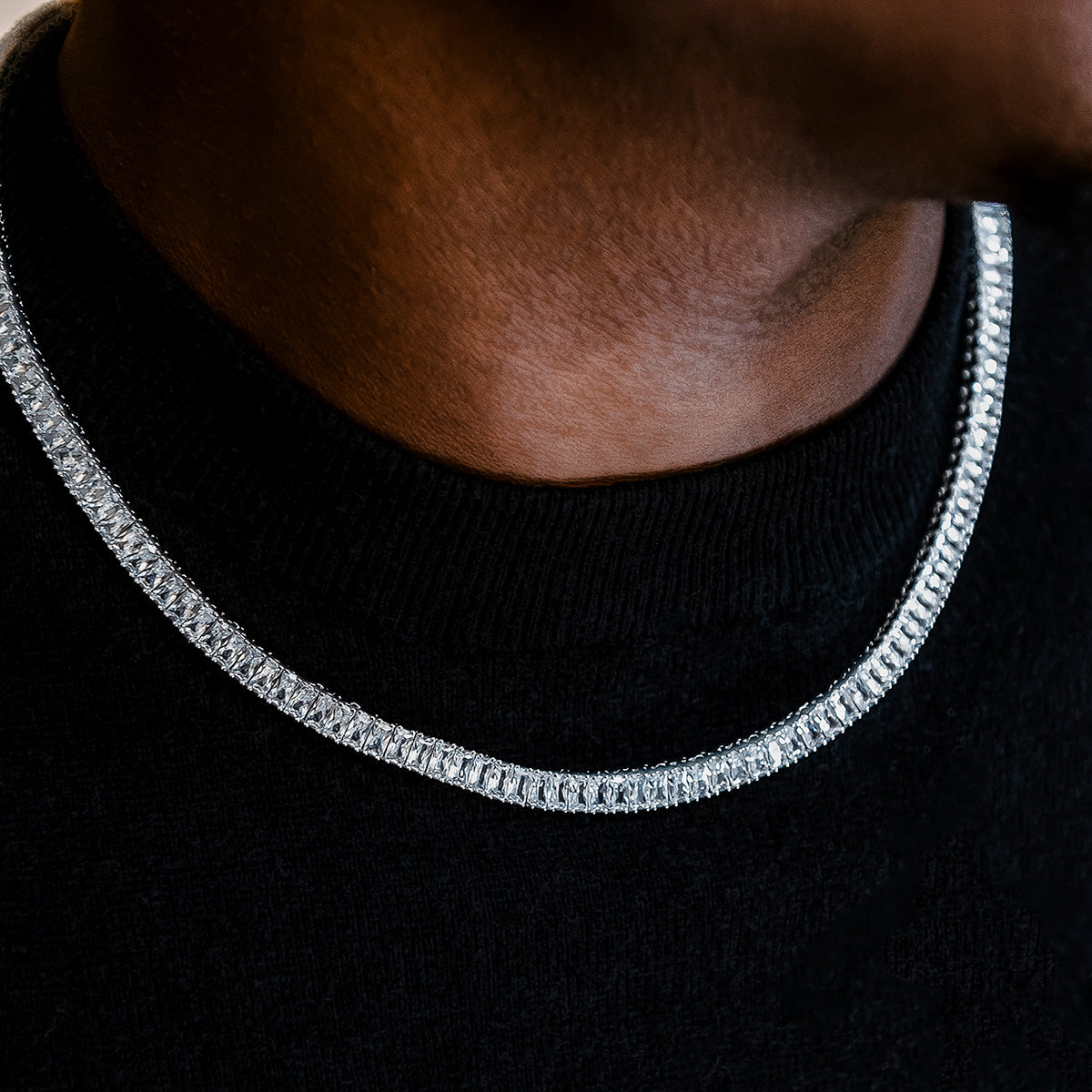 Diamond Baguette Tennis Chain in White Gold- 6mm – The GLD Shop