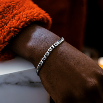 Pulsera Cubana Miami de Oro Blanco - 6mm