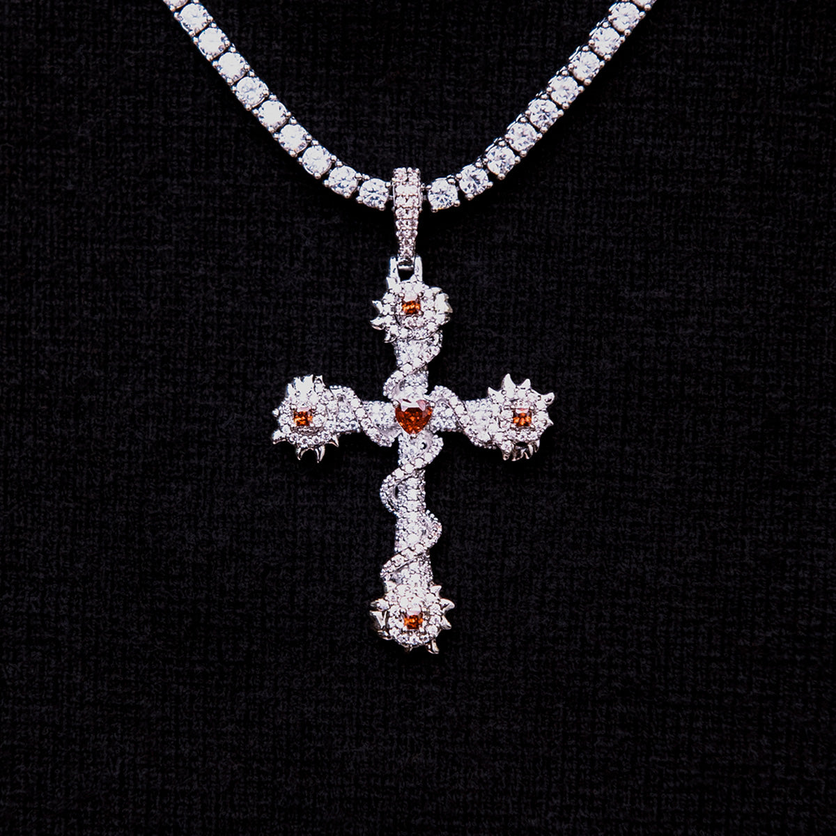 Ruby Iced Spiked Cross – The GLD Shop