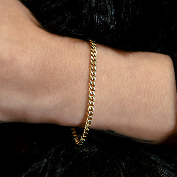 Pulsera microcubana de oro amarillo - 3 mm