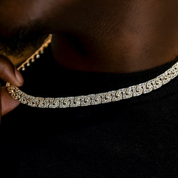 Collar de eslabones de baguette en oro amarillo - 8 mm
