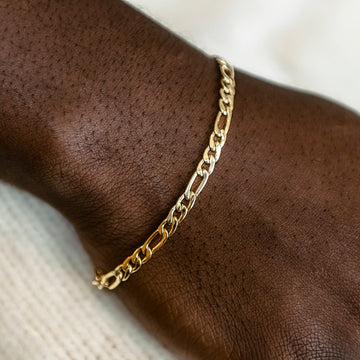 Pulsera Figaro de oro amarillo - 4 mm